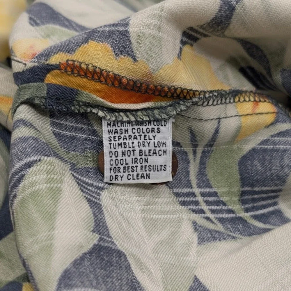 Tommy Bahama Silk Camp Shirt Mens 2XL Tropical Floral Hibiscus‎ Hawaiian Print